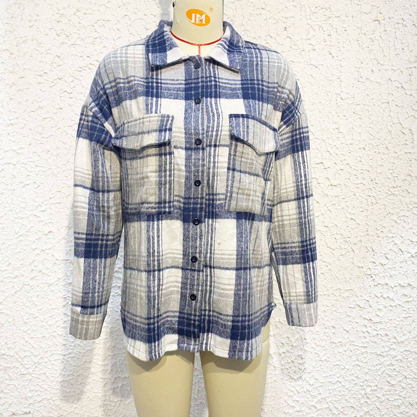 LONG SLEEVE PLAID SHIRT AND LONG WOOL COAT