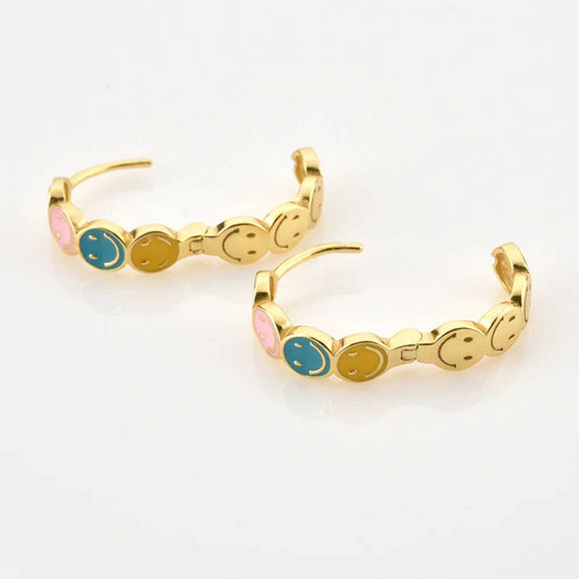 SMILEY COLORFUL HIP-HOP CREATIVE EARRINGS_CWAJE1768
