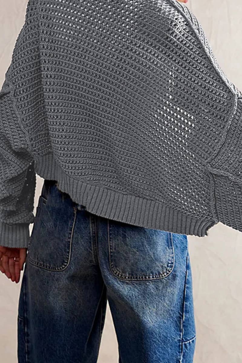 CWOCAL1837_AUTUMN BAT-SLEEVED LONG-SLEEVED CARDIGAN