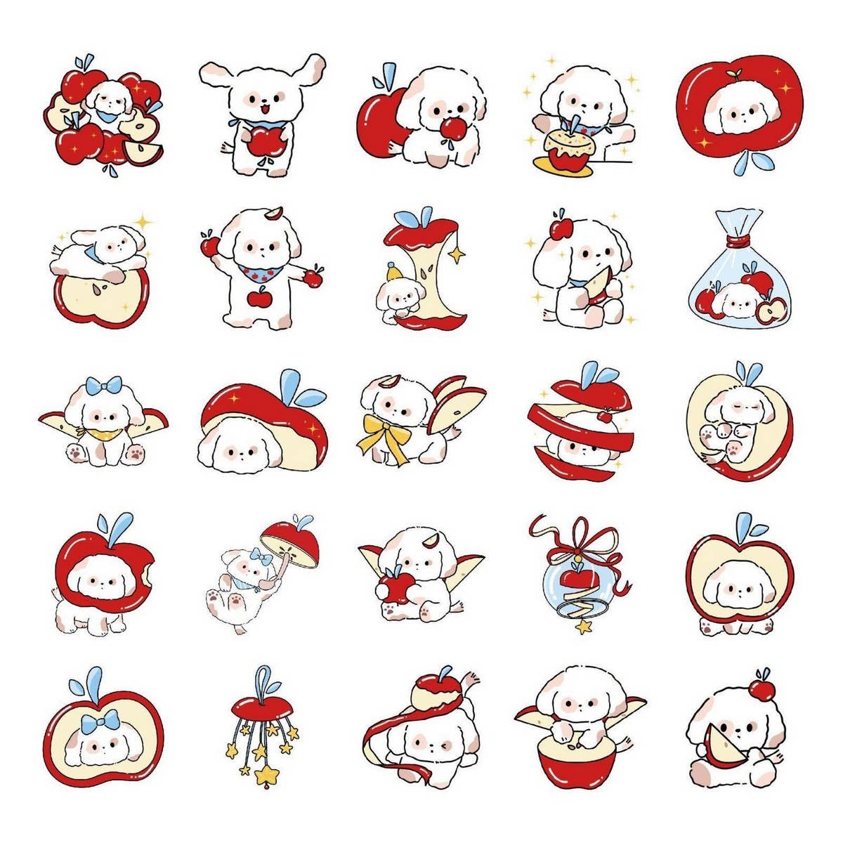 Cute Dog & Apple Tattoo Stickers for Kids