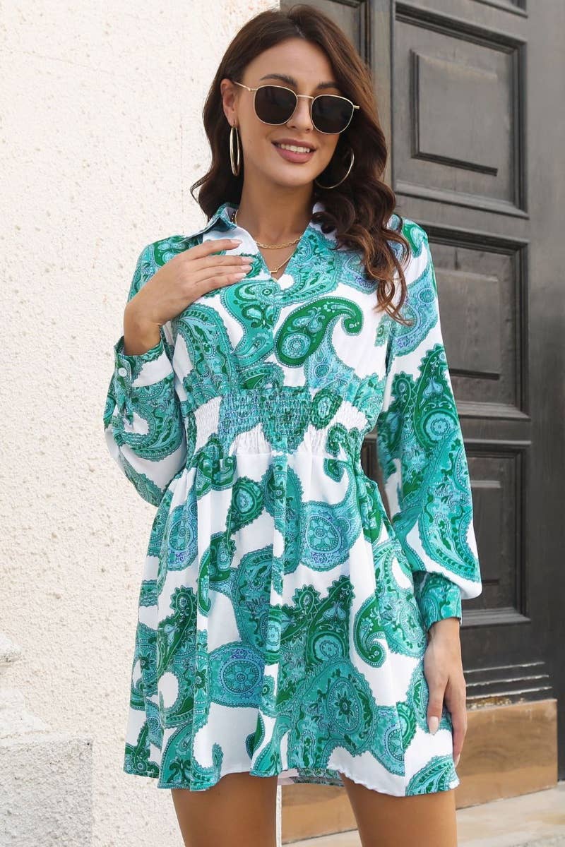 CWDSD6433_VINTAGE LONG-SLEEVED DRESS WITH WAIST CUT