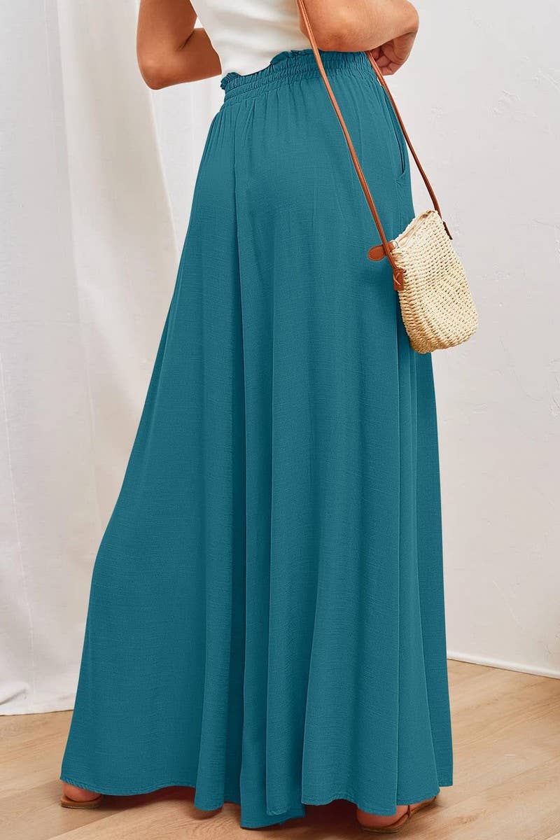 CWBLP0710_CASUAL ELASTIC WAIST WIDE LEG PANTS