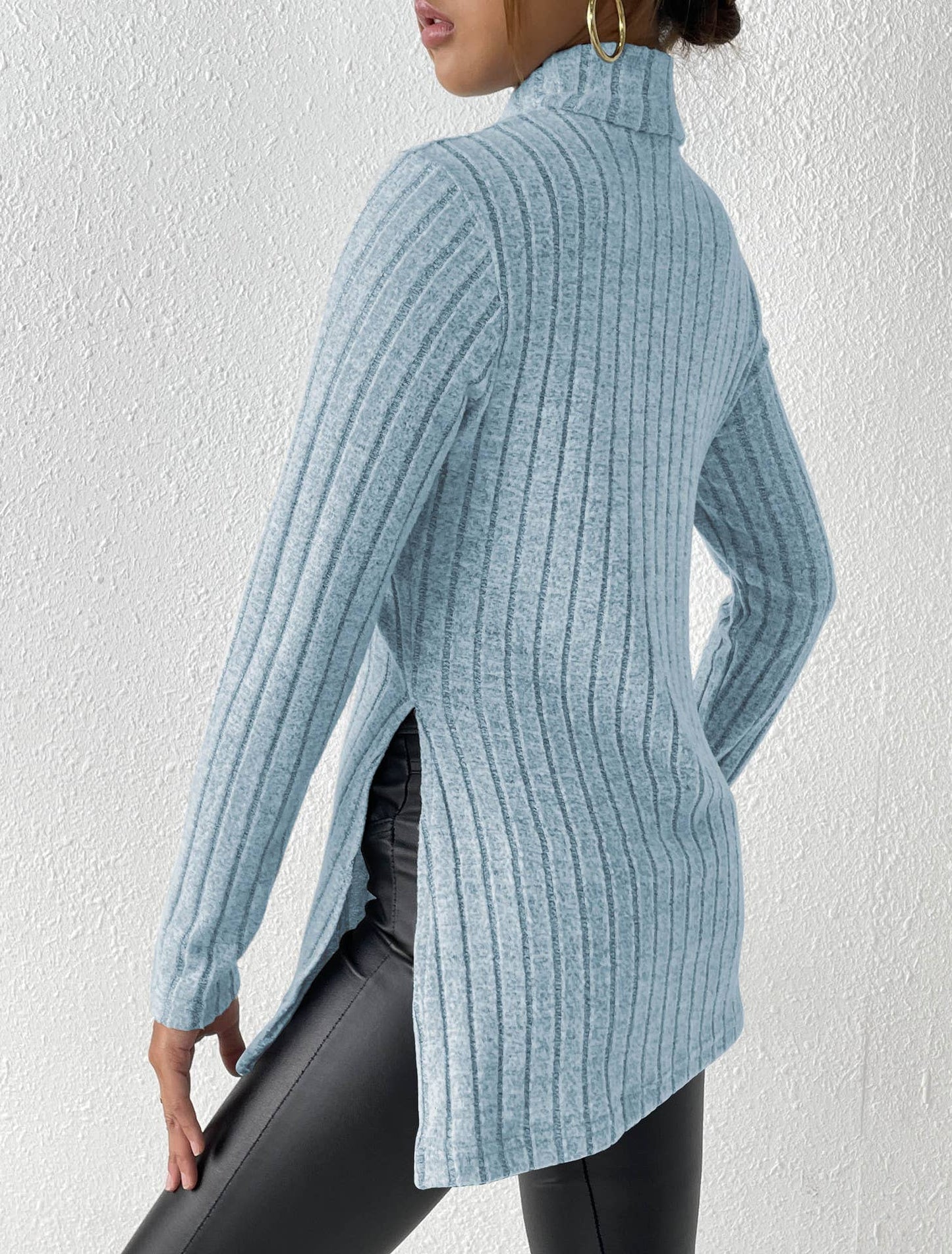 SLIM-FIT MID-LENGTH SWEATER SLIT PIT STRIPES
