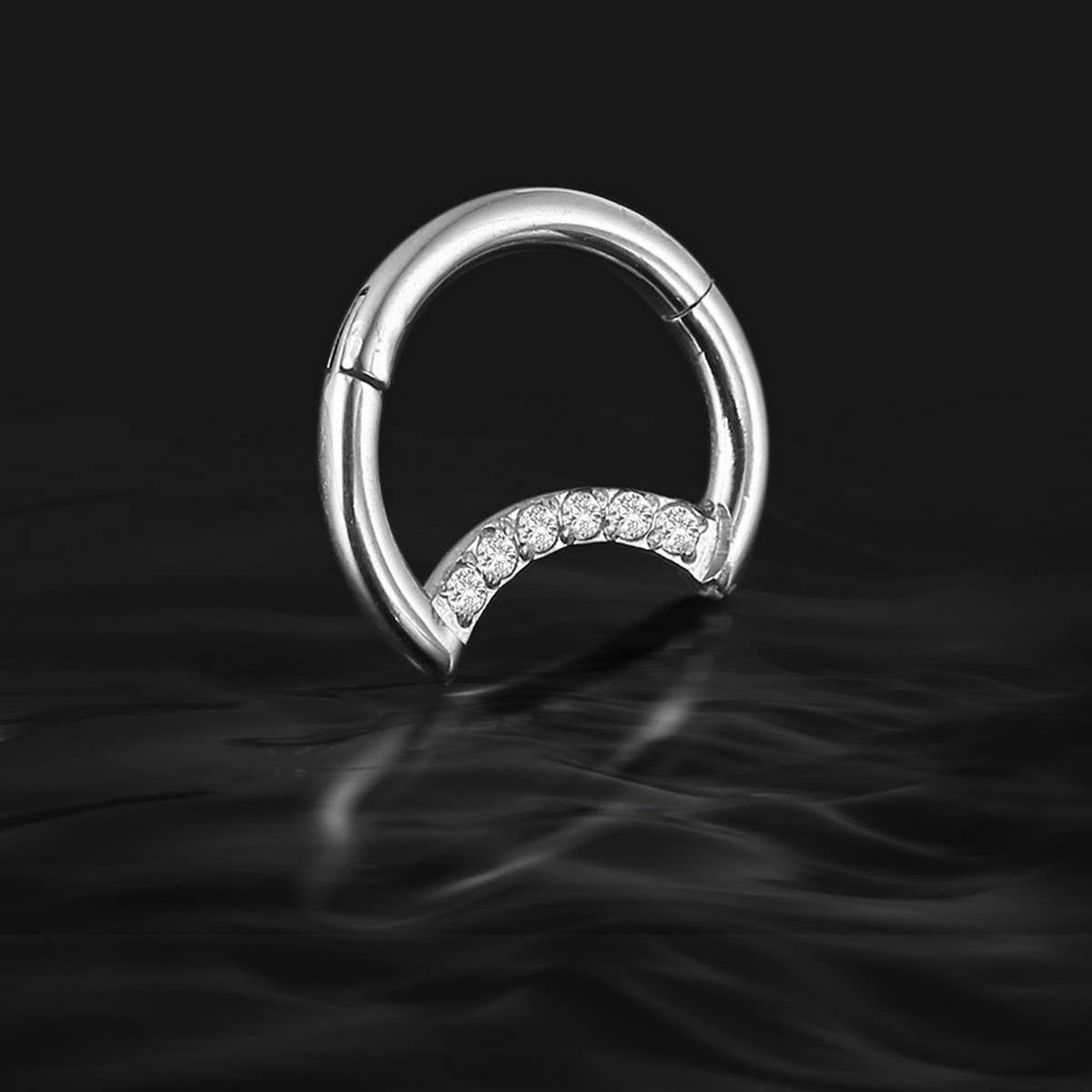 Full Rhinestone Punk Nose Ring in Stainless Steel