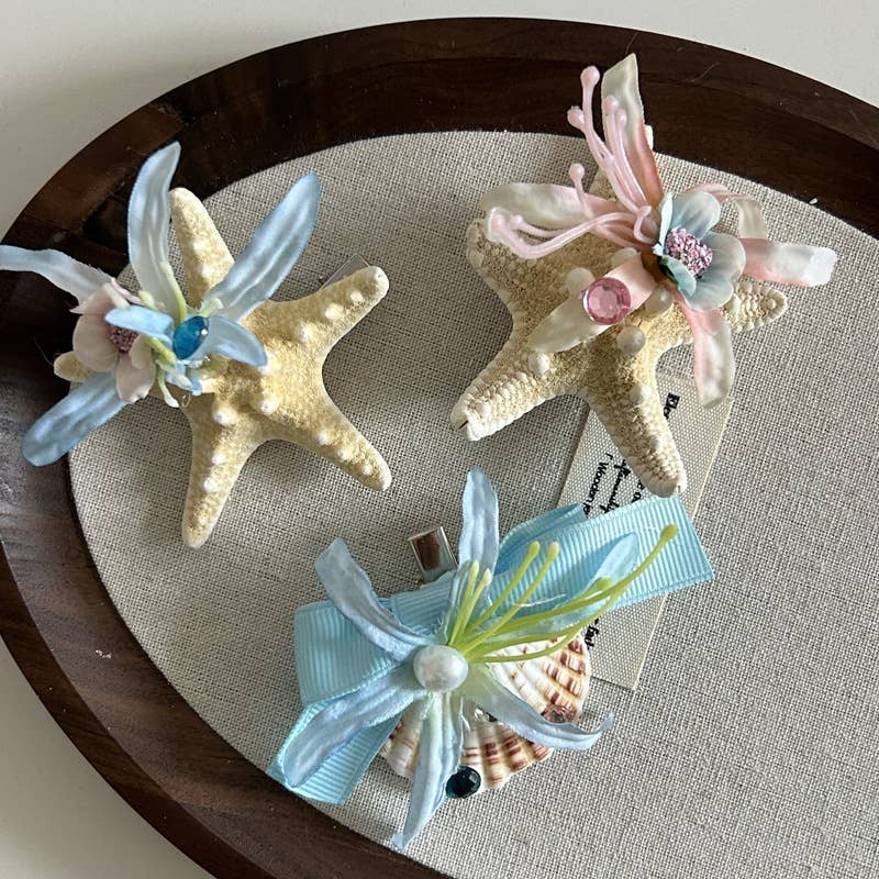 Shell starfish grabber beach hair accessory