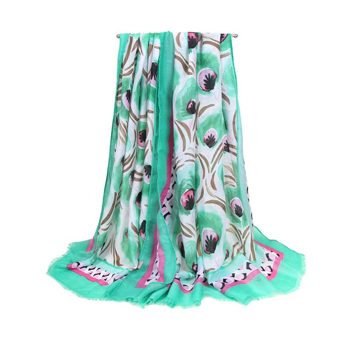 Floral Print Satin Scarf ? Spring Beach Wrap