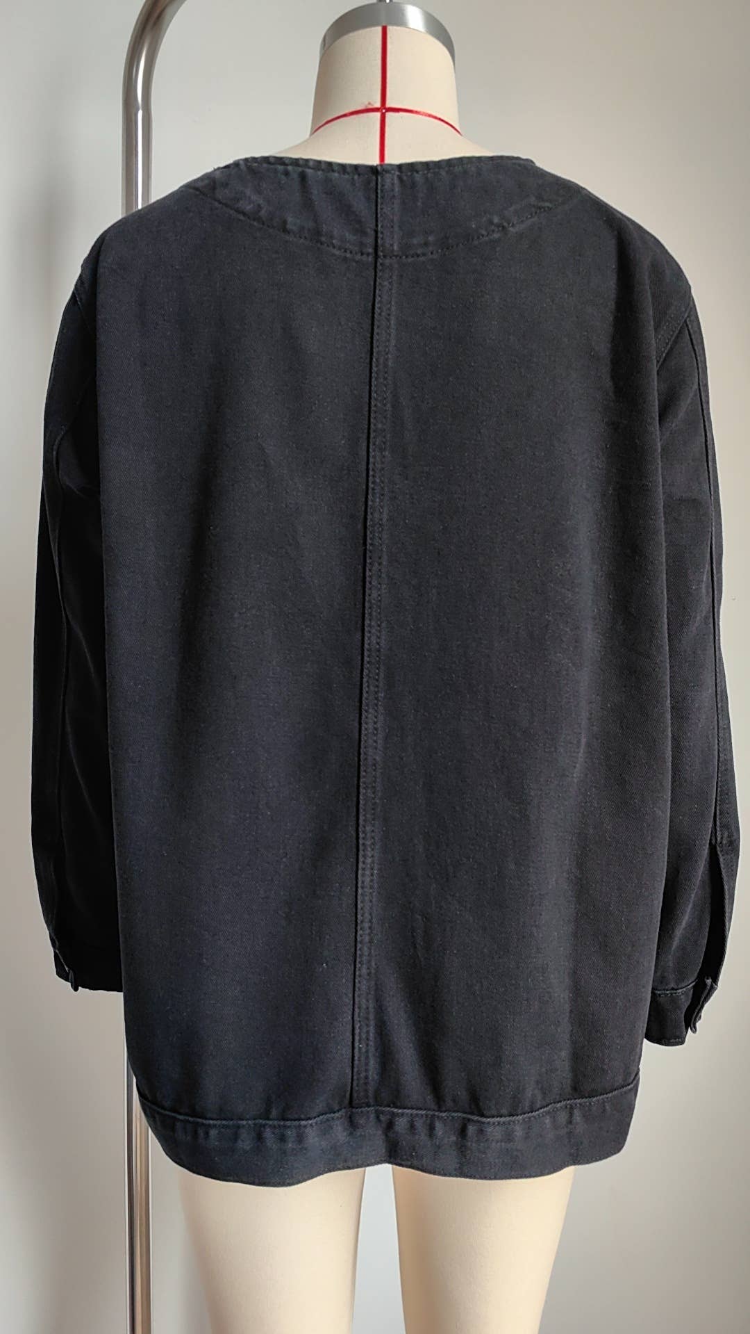 WASHED LONG SLEEVE V-NECK DENIM COAT TOP