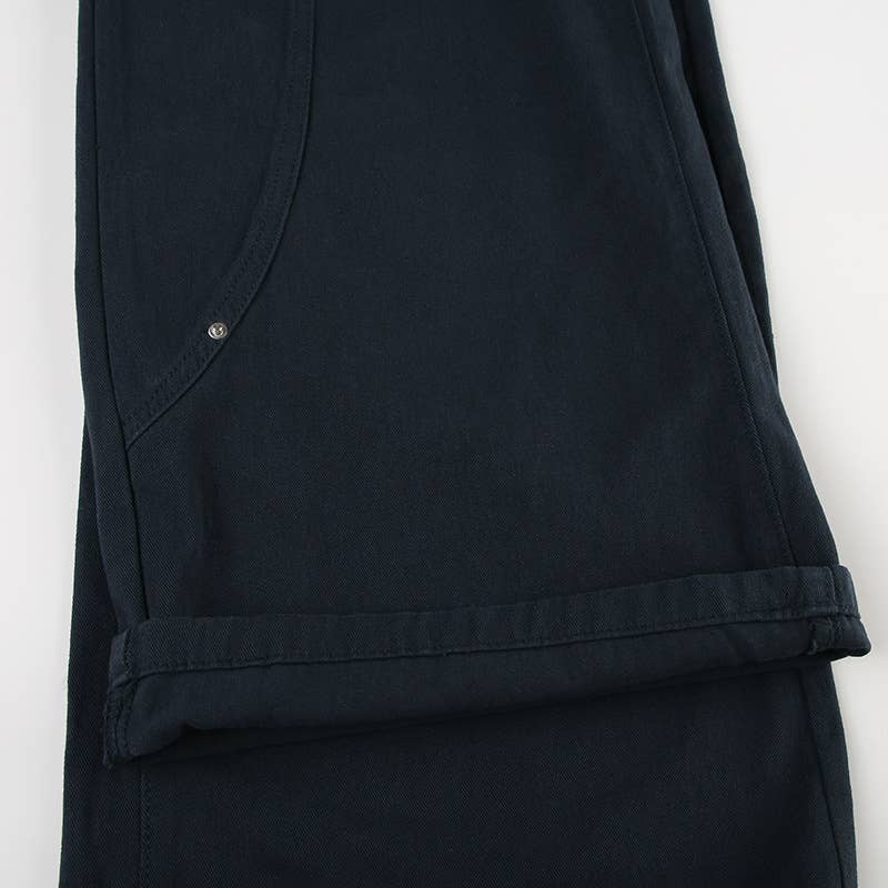 RIVET SPLIT LOW-RISE BAGGY DROP WIDE-LEG JEANS