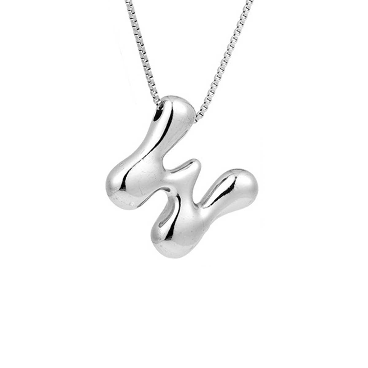 Hip Hop 26 Letters Pendant Necklace - Silver Chain