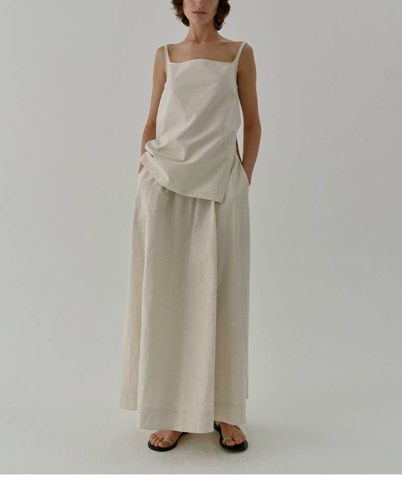 Vintage quality linen-cotton long skirt