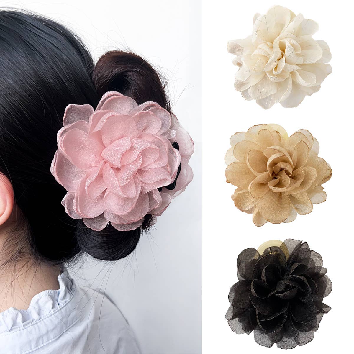 Dopamine flower hairpin elegant grip clip