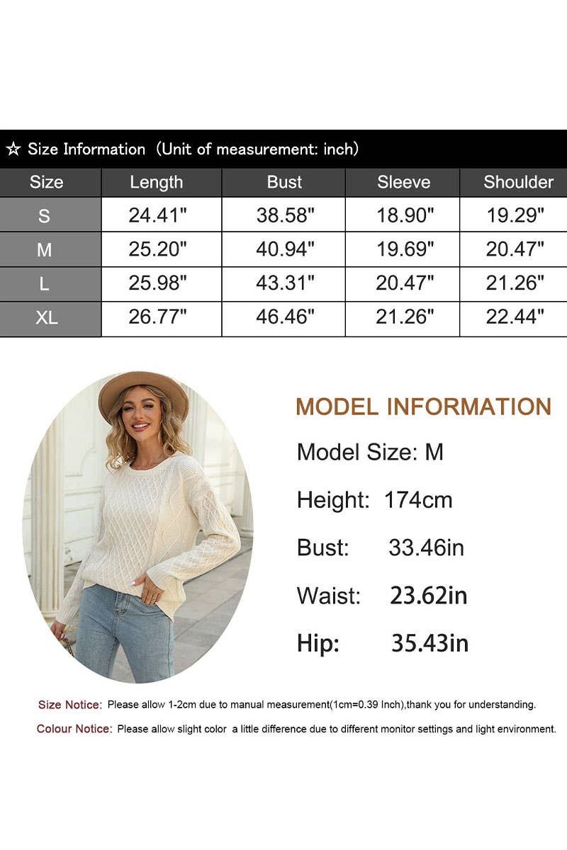 Stylish crew neck loose pullover with button cord