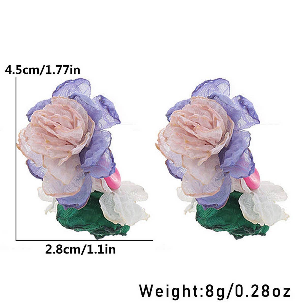 Fabric Flower C-Shaped Stud Earrings ??Fresh Style_CWMM6183