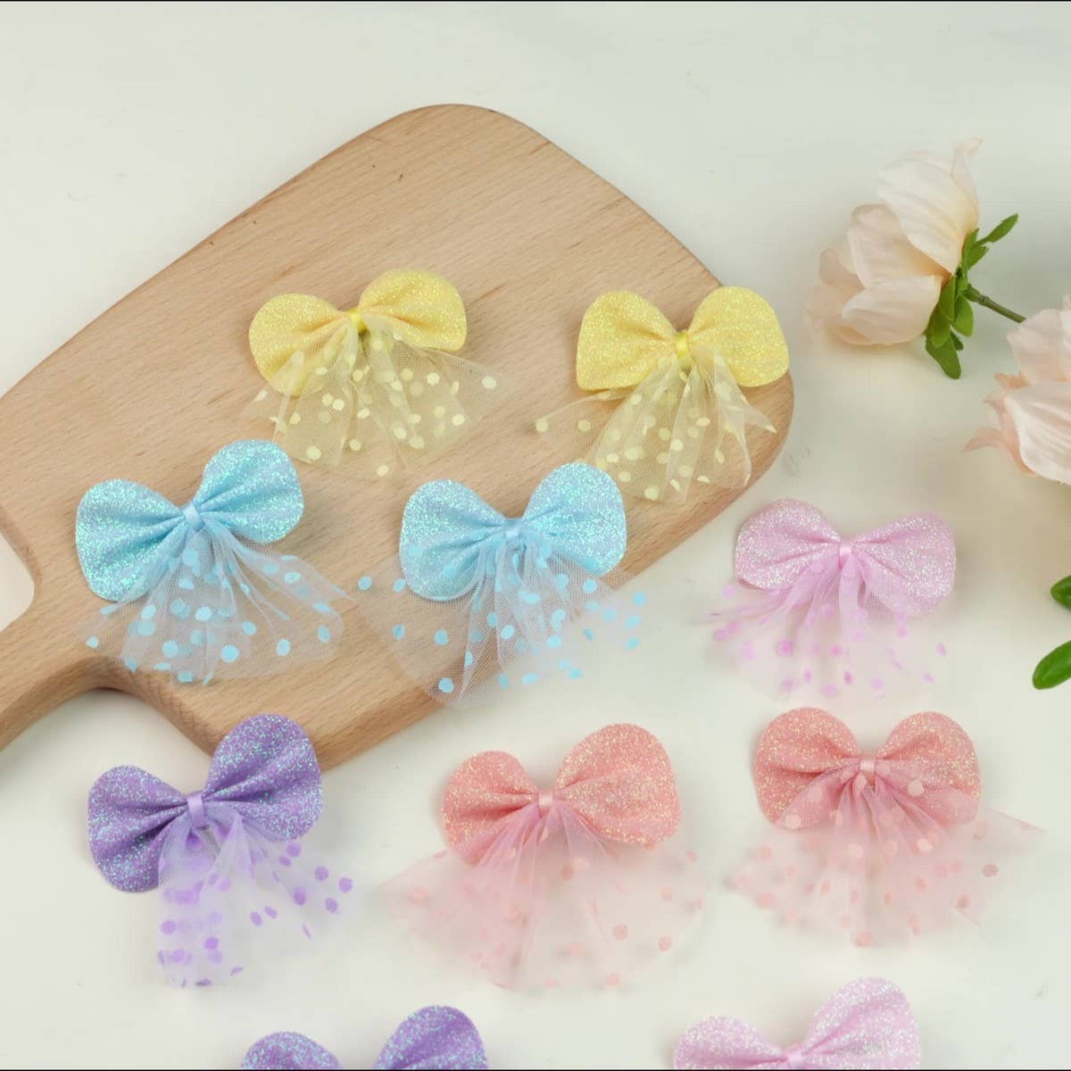 Stylish Double-Layer Mesh Bow Hair Clip for Kids_CWAHA6715