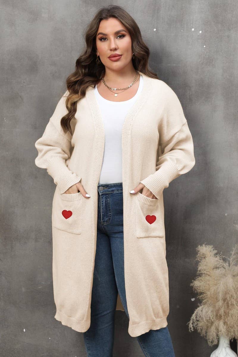 CWOSWL1578_PLUS Size Open Front Long Sleeve Cardigan Sweater