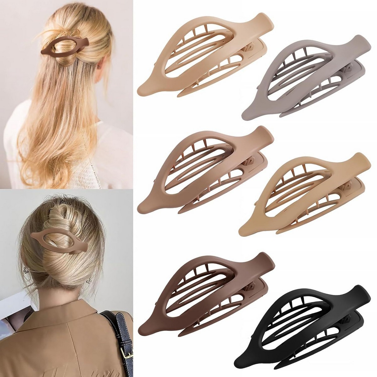 Glossy Matte Oval Hair Clip - Large Duckbill Style