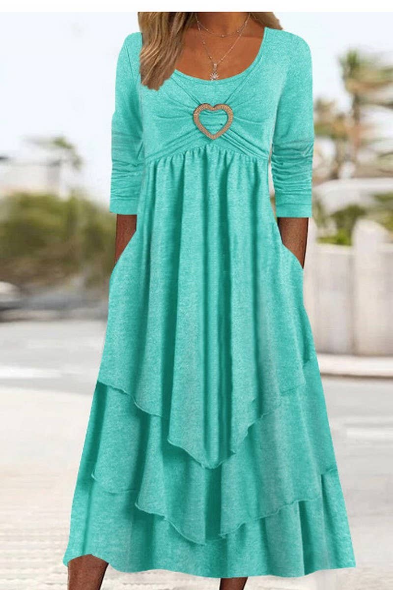 CWDMD4040_WAIST HEART-SHAPED DECORATION CAKE HEM DRESS