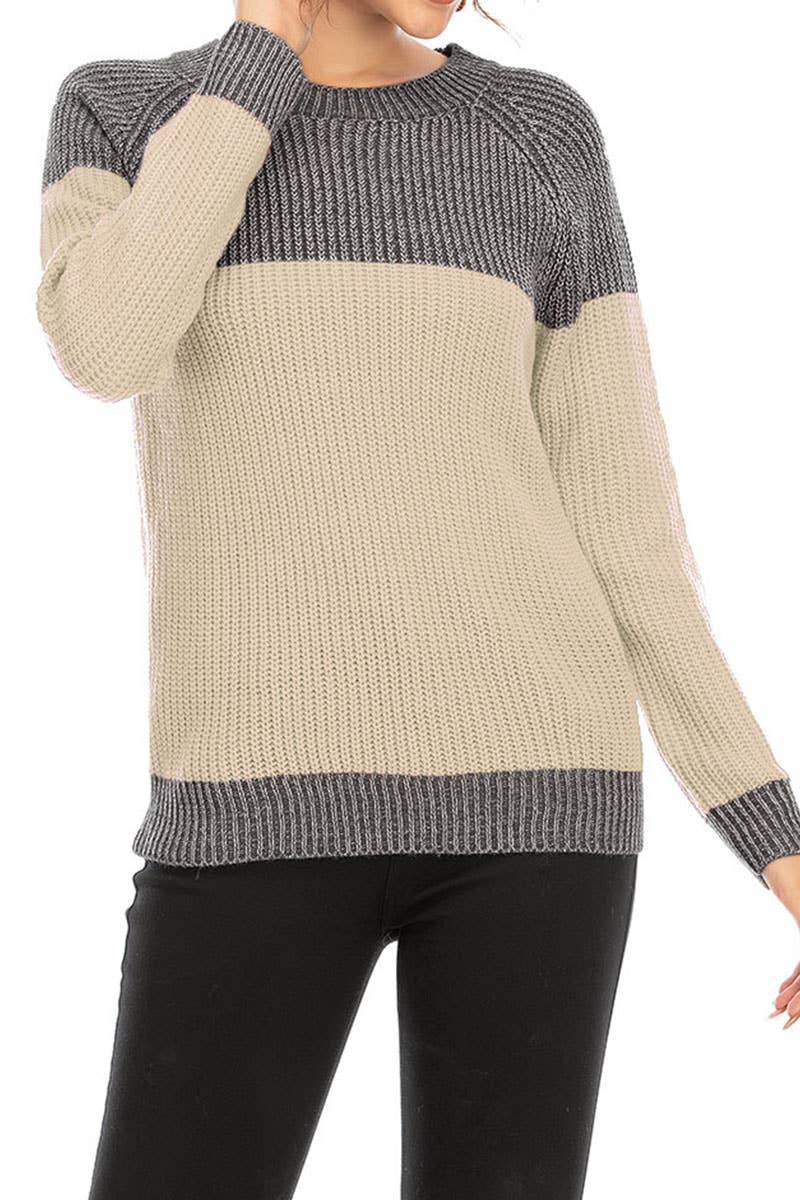 Large-size crew-neck sweater pullover