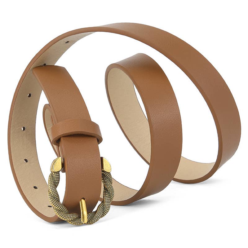 Snake-patterned pin buckle PU leather belt