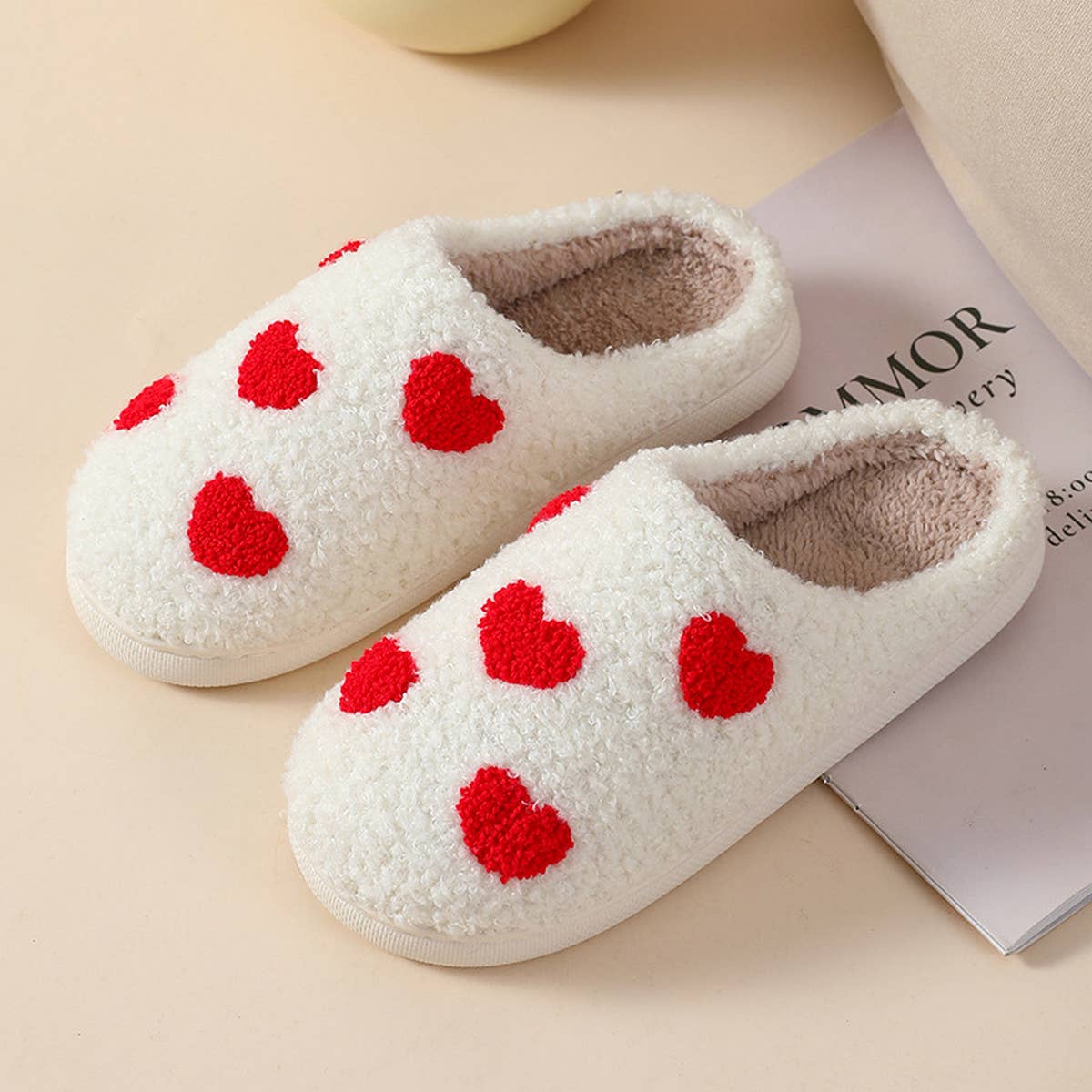 HOME LOVE PATTERN NON-SLIP COTTON SLIPPERS
