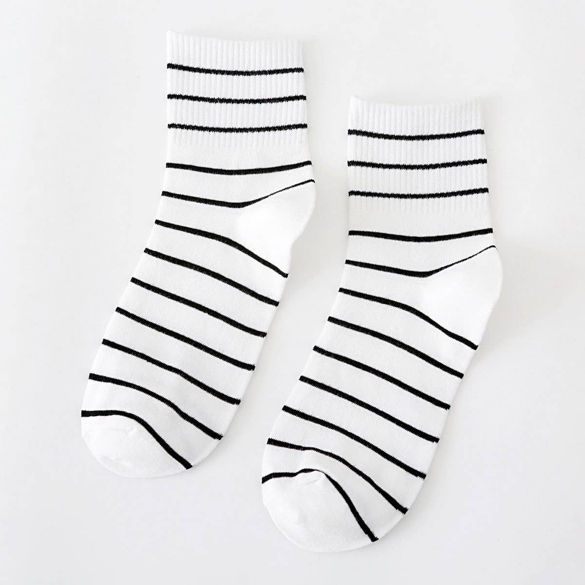 NEW ALL-MATCH SOLID COLOR STRIPED MID-CALF SOCKS