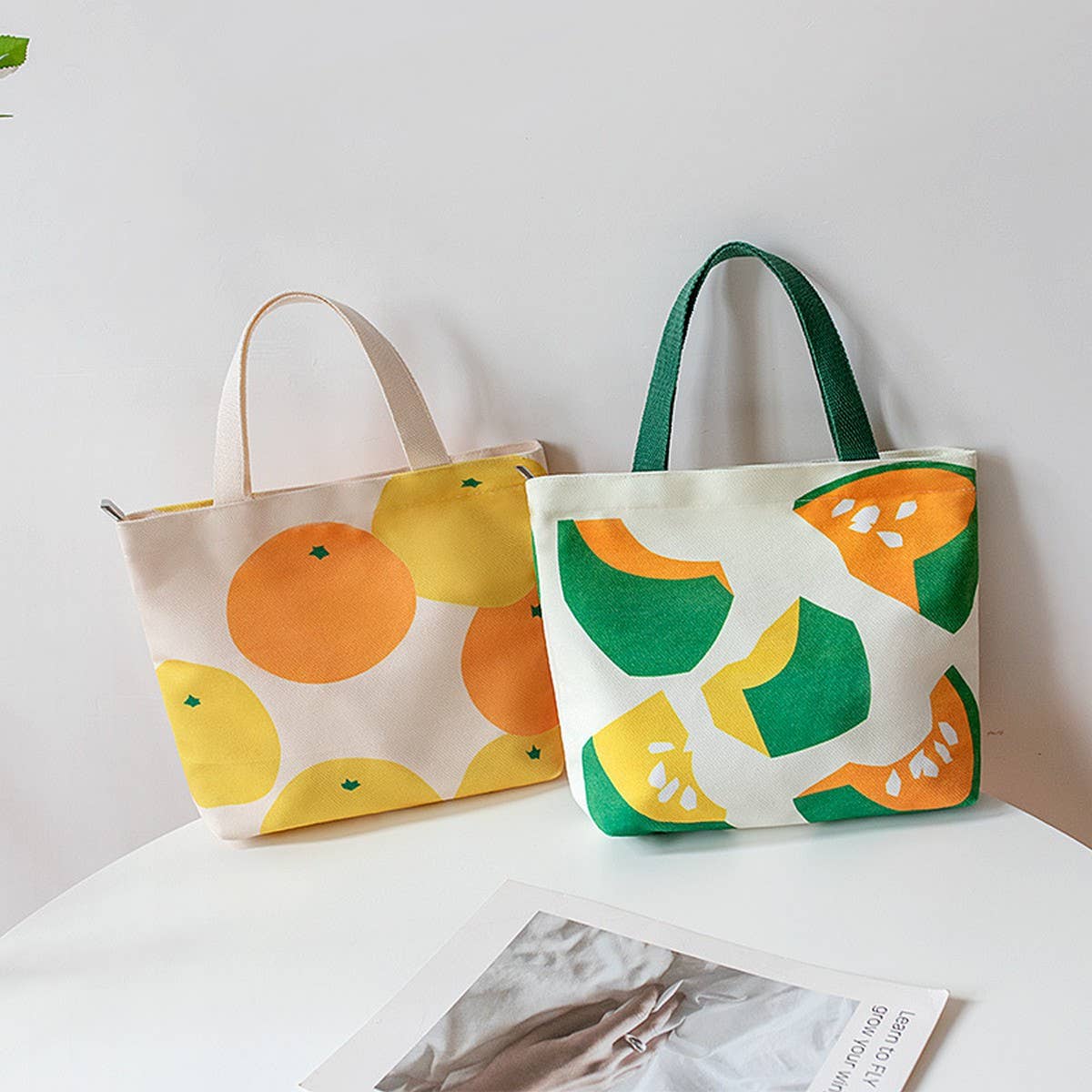 Cute Canvas Lunch Tote Bag for Students, Small_CWAB5673