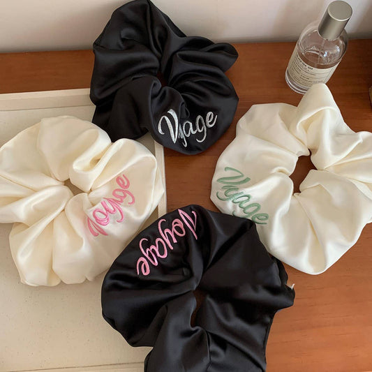 SATIN EMBROIDERED LETTER HEADBAND HAIR ACCESSORIES