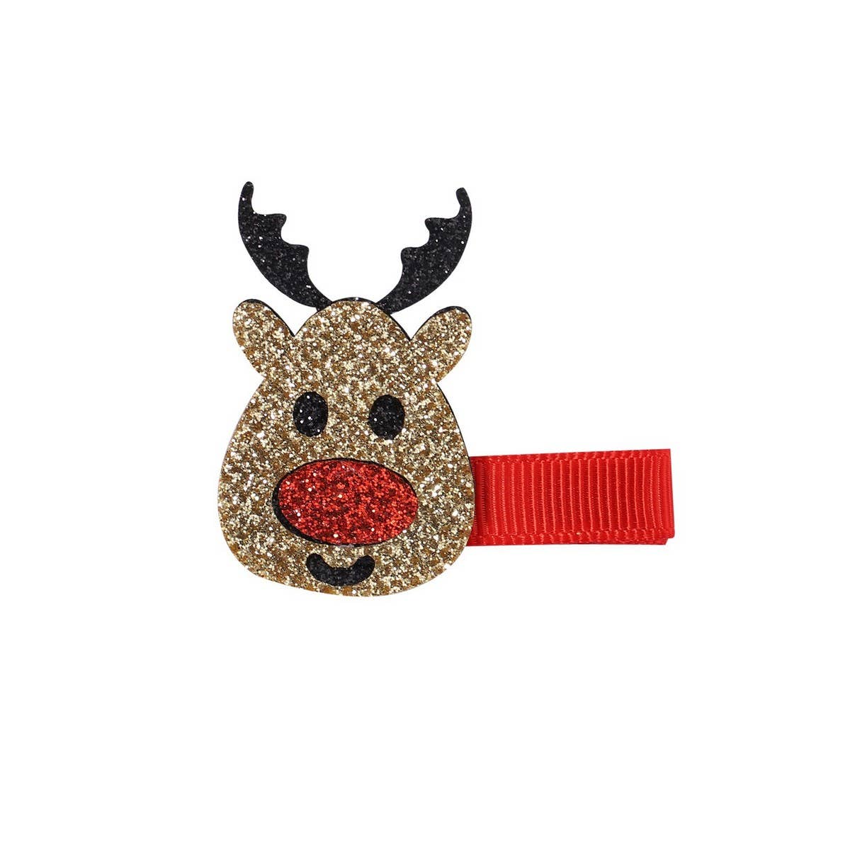 Glitter Pink Reindeer Hair Clip for Kids