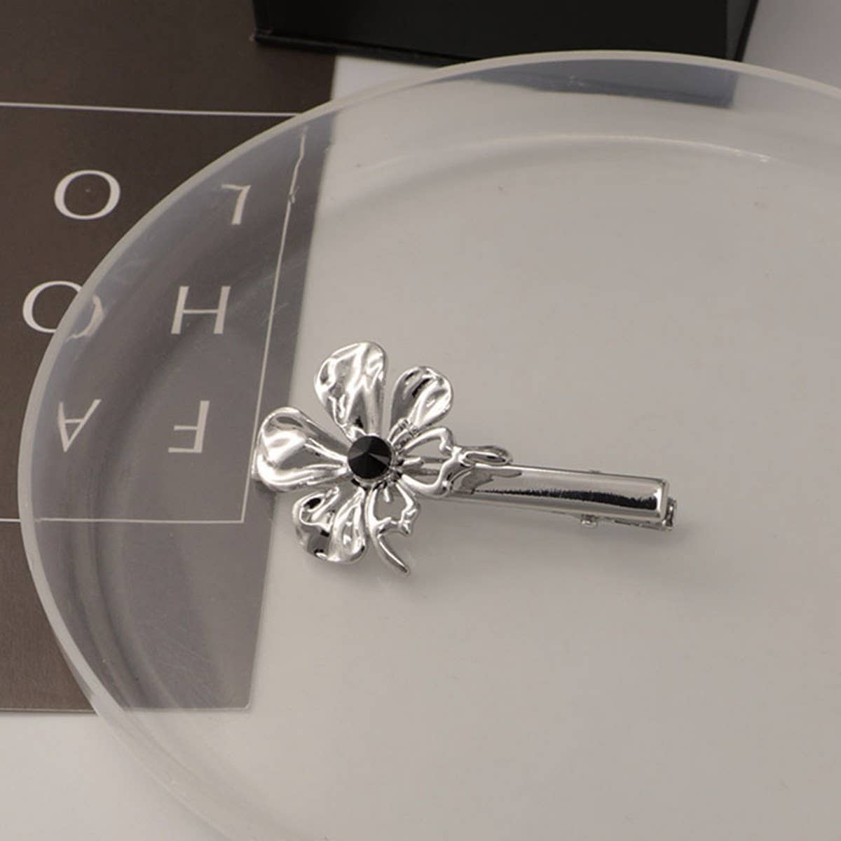 METAL ROSE HAIRPIN SIDE BANGS DUCKBILL CLIP