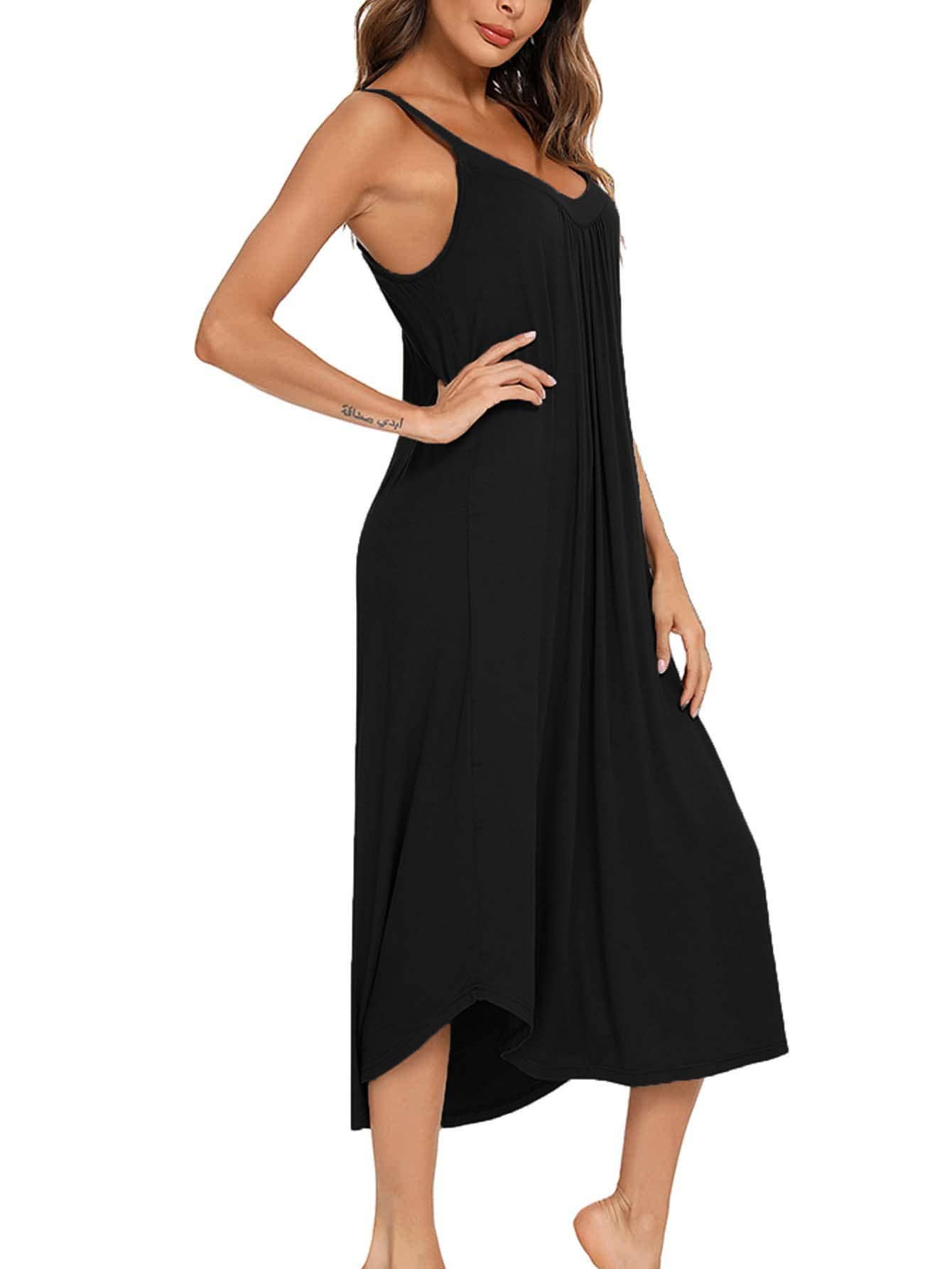 Loose and casual solid-color V-neck halter dress