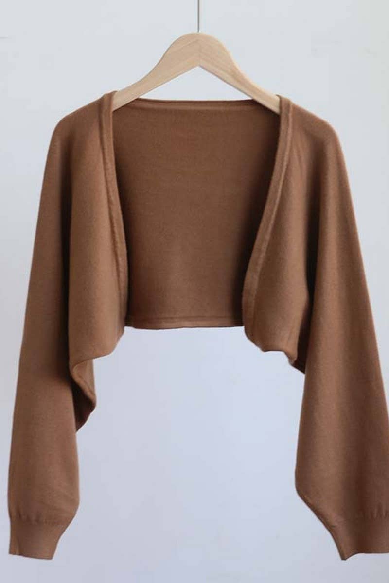 CWOCAL2079_SOLID COLOR SMALL SHAWL SHORT KNITTED CARDIGAN