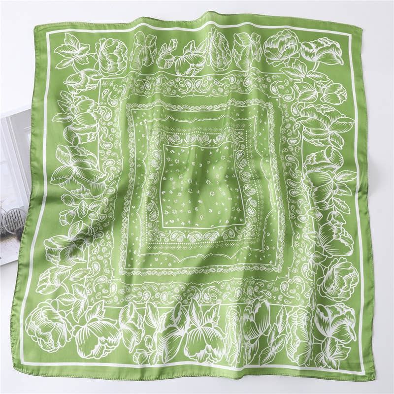 27in Paisley Lace Print Satin Square Scarf Women_CWASC1435