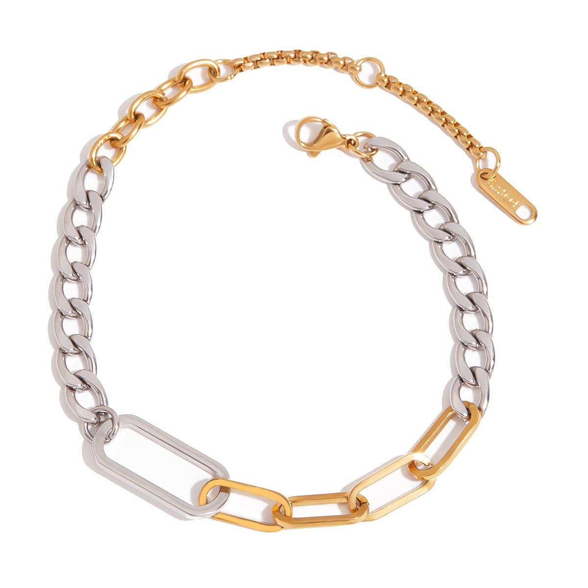 Minimalist Gold-Silver Chain Bracelet in Steel