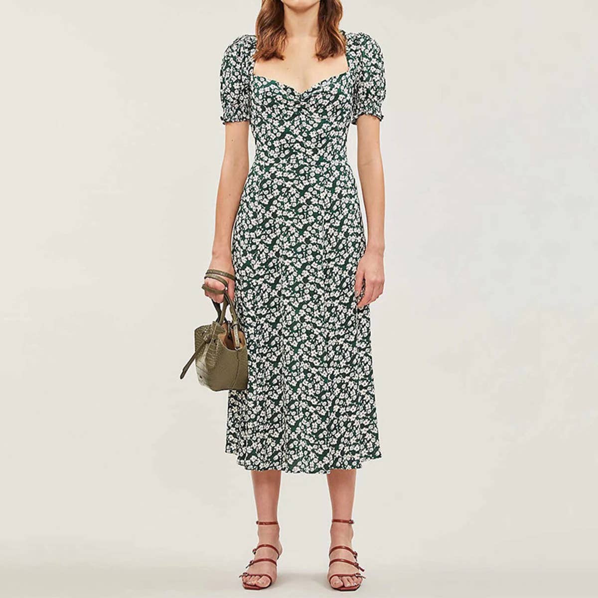 JASMINE DRESS WITH HIGH WAIST AND SQUARE COLLAR