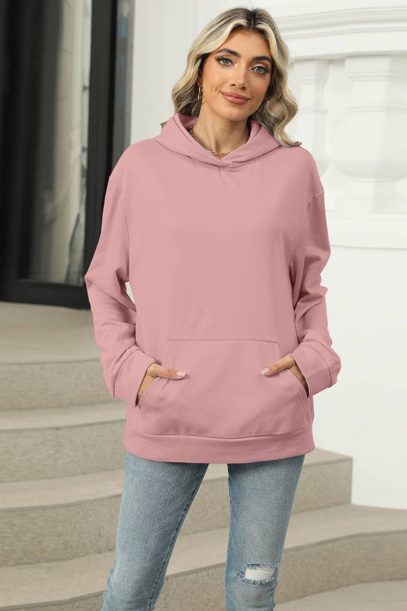 CWOHOL1028_SOLID COLOR HOODED POCKET LONG-SLEEVED HOODIE