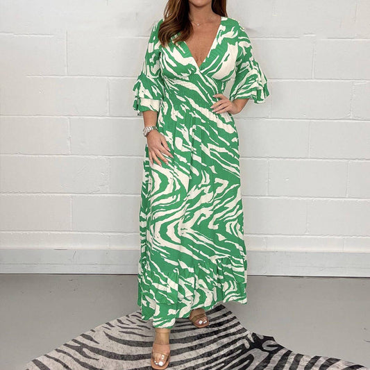 HOLIDAY STYLE PRINT LOOSE FASHION CASUAL DRESS