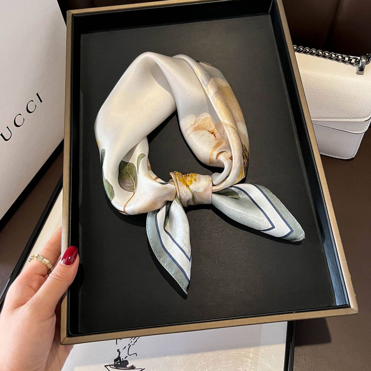 Floral Scarf - 100% Mulberry Silk Fall/Winter Wrap