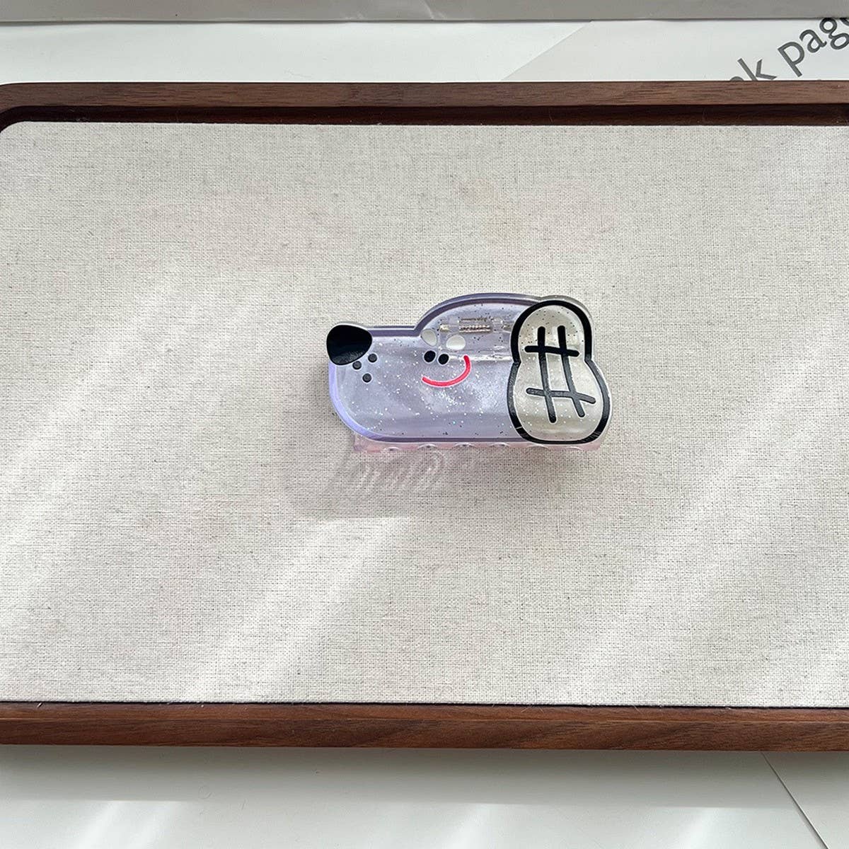 Cute Smiling Dog Transparent Hair Claw for Girls