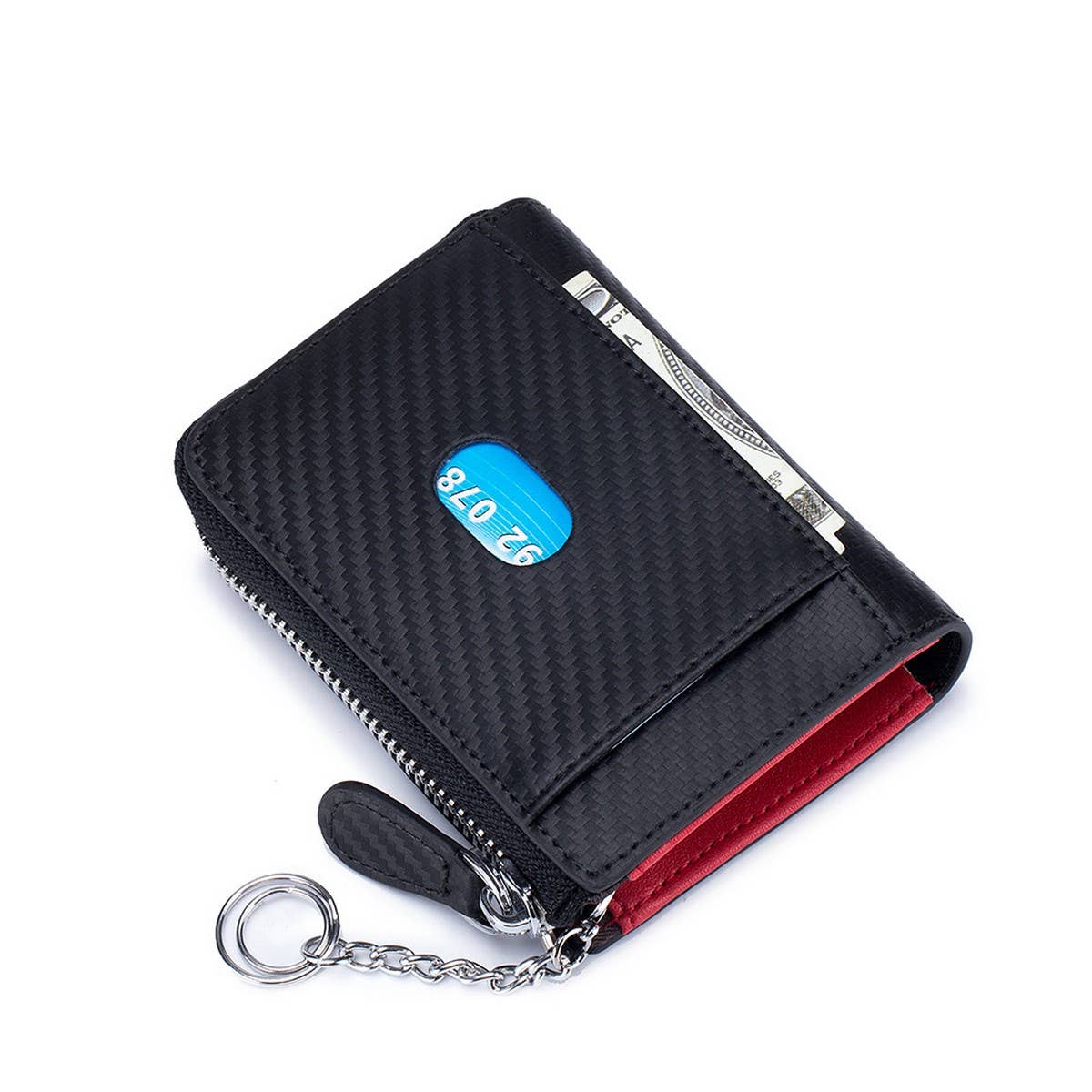 CARBON FIBER PATTERN LEATHER COIN PURSE CARD BAG_CWAB3871