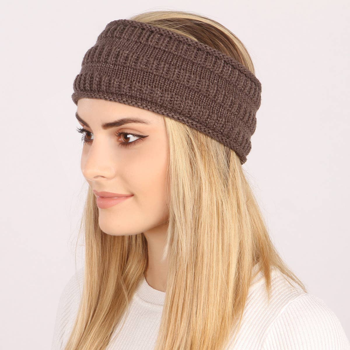 WOMEN SOLID COLOR CURLED HEADBAND