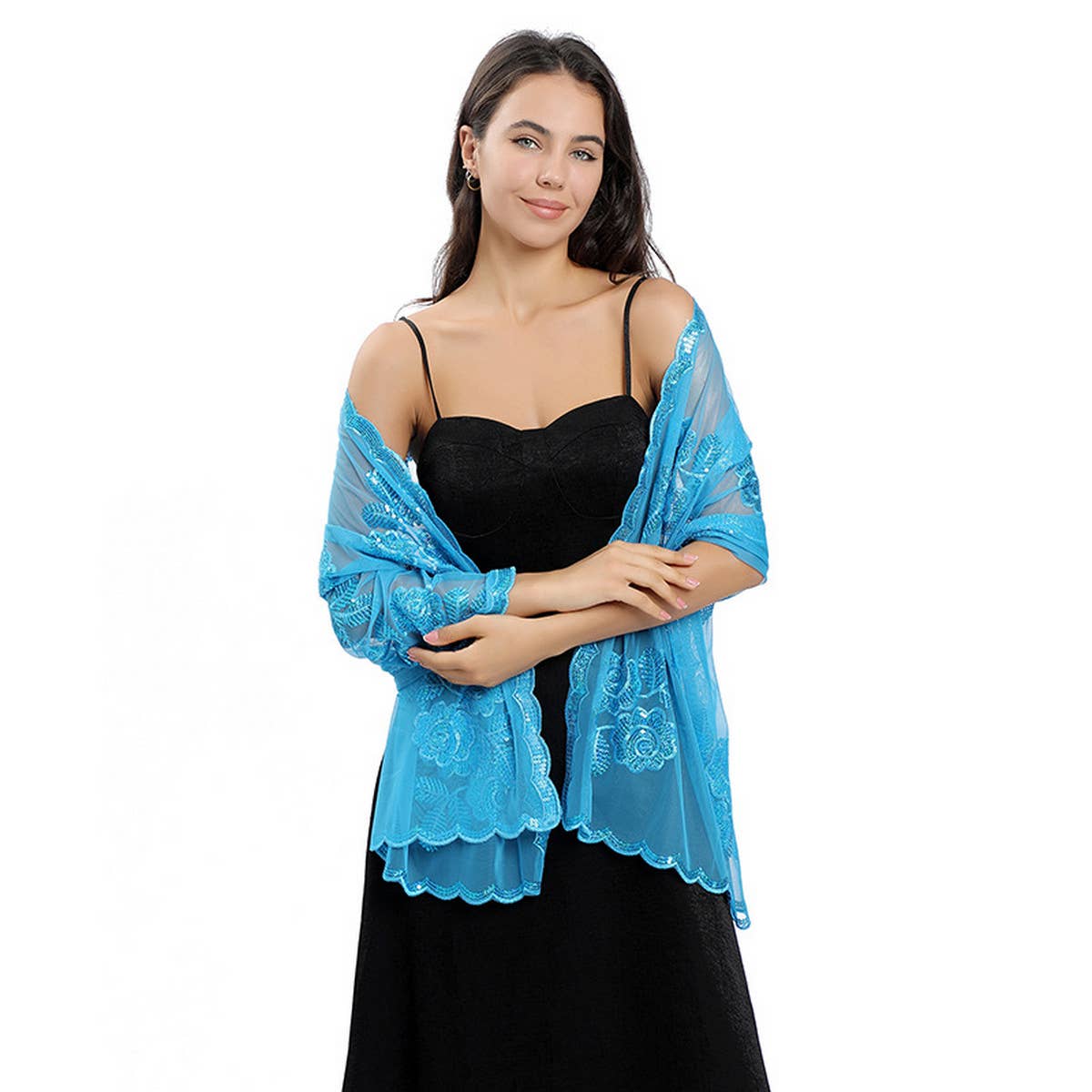 NEW ARRIVAL FLOWER SEQUIN EMBROIDERED SHAWL