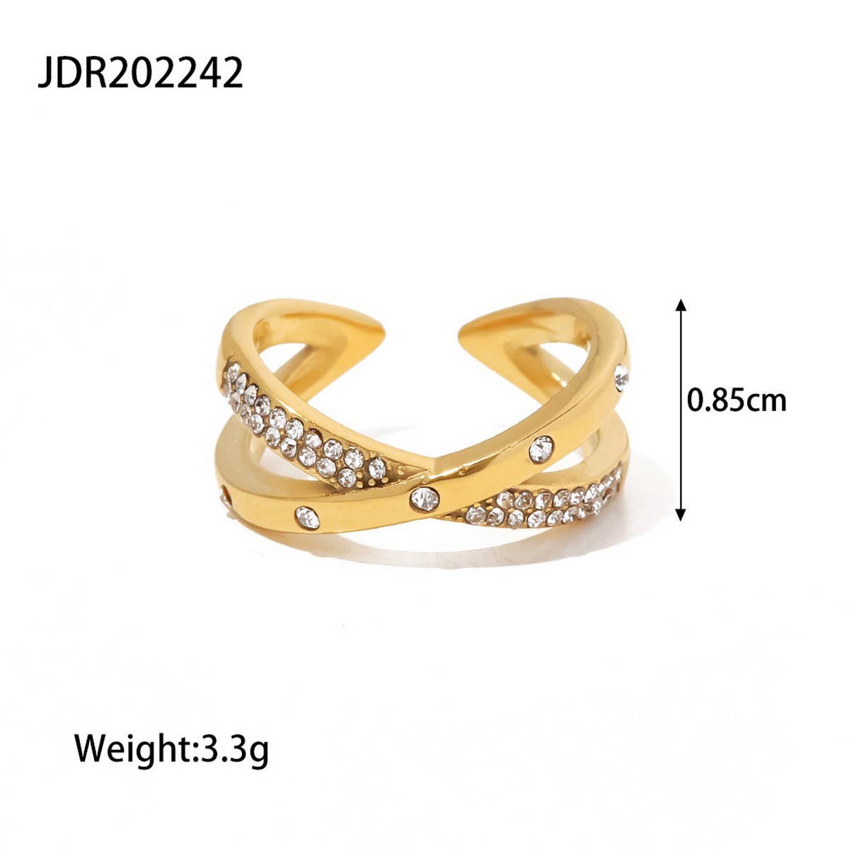18K GOLD PLATED OPEN RING WITH DIAMOND_CWAJE1233