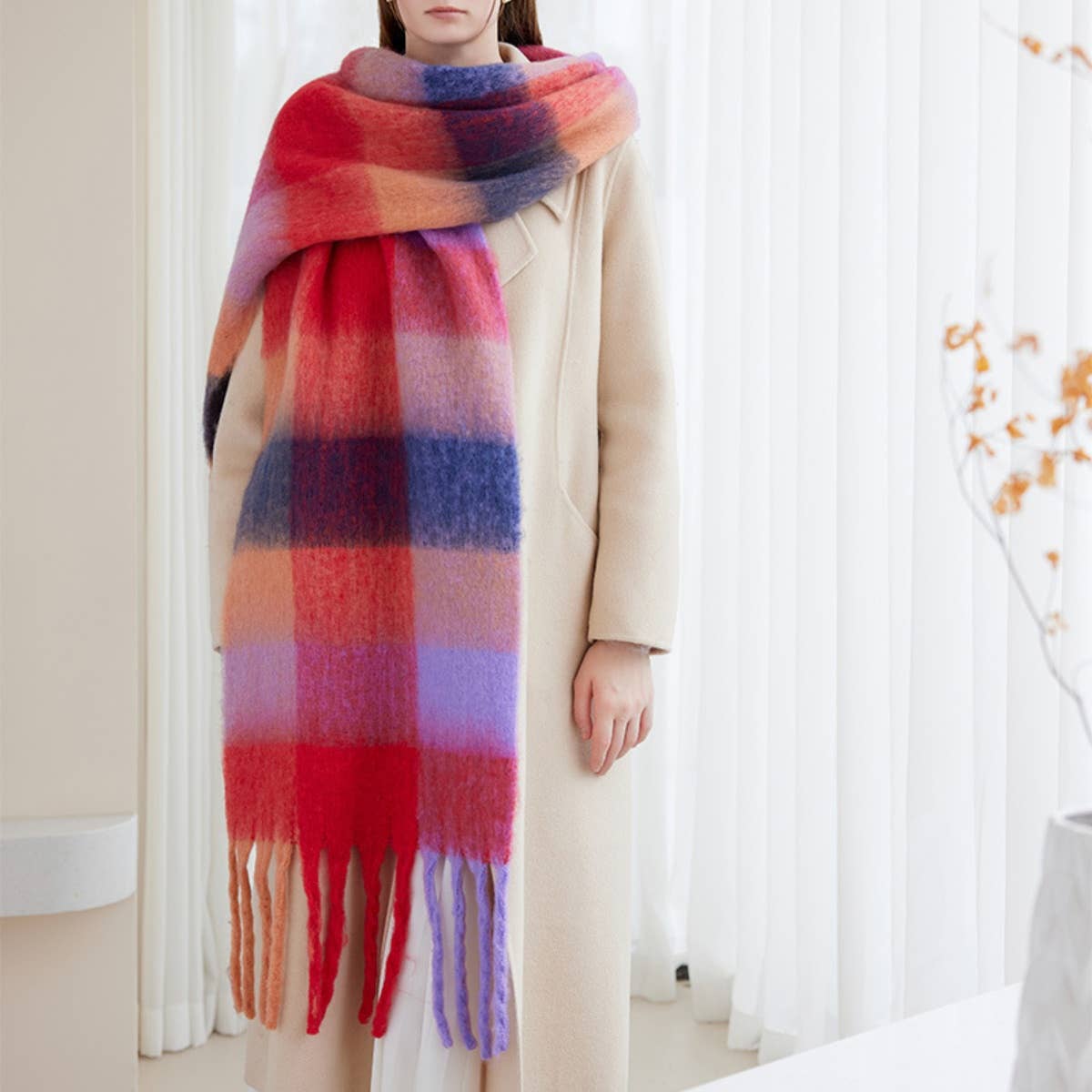 CWASC1578_WINTER PLAID THICKENED WARM SCARF SHAWL