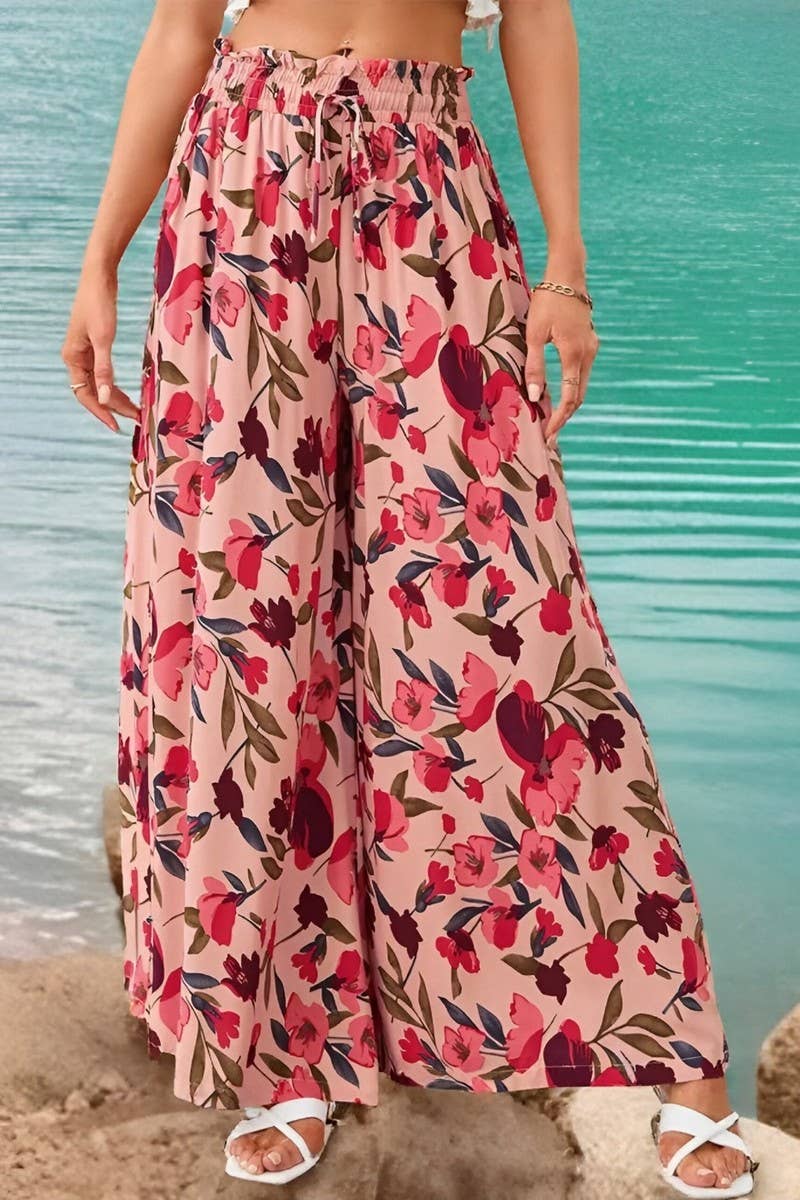 CWBLP2180_FLORAL WIDE-LEG HIGH WAIST CASUAL TROUSERS