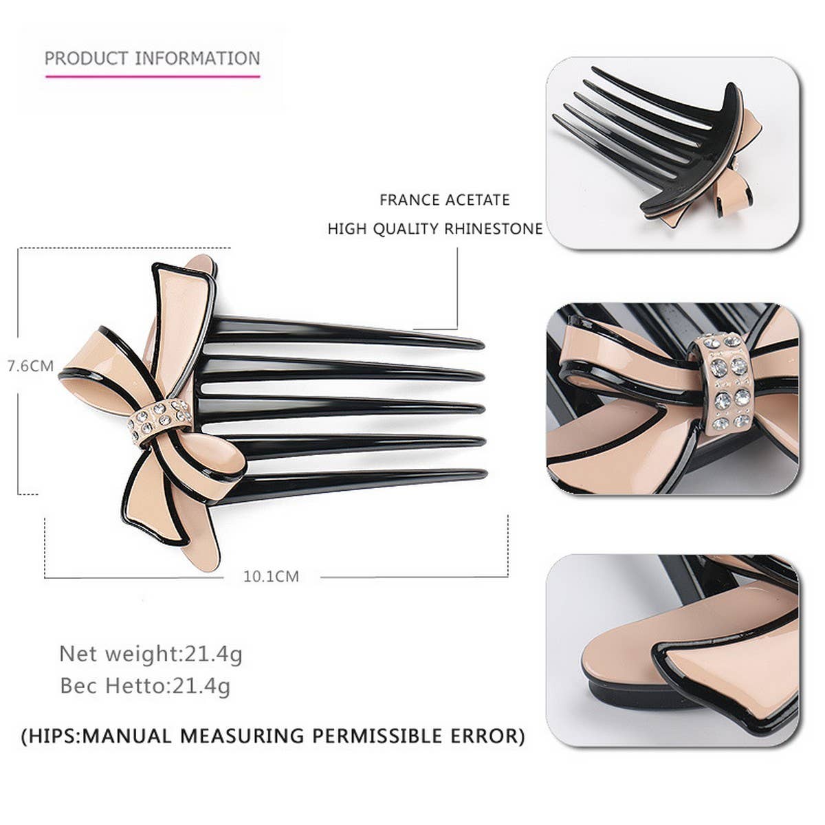 ACETATE BOW COMB HAIRPIN HAIR COMB HAIR FORK_CWAHA4204