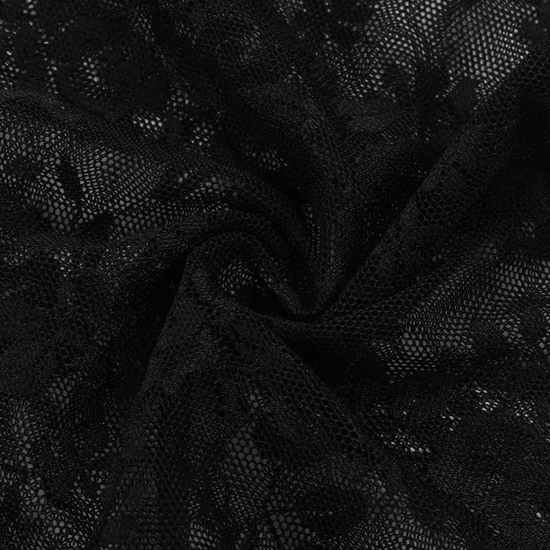 Sexy perforated lace patchwork top