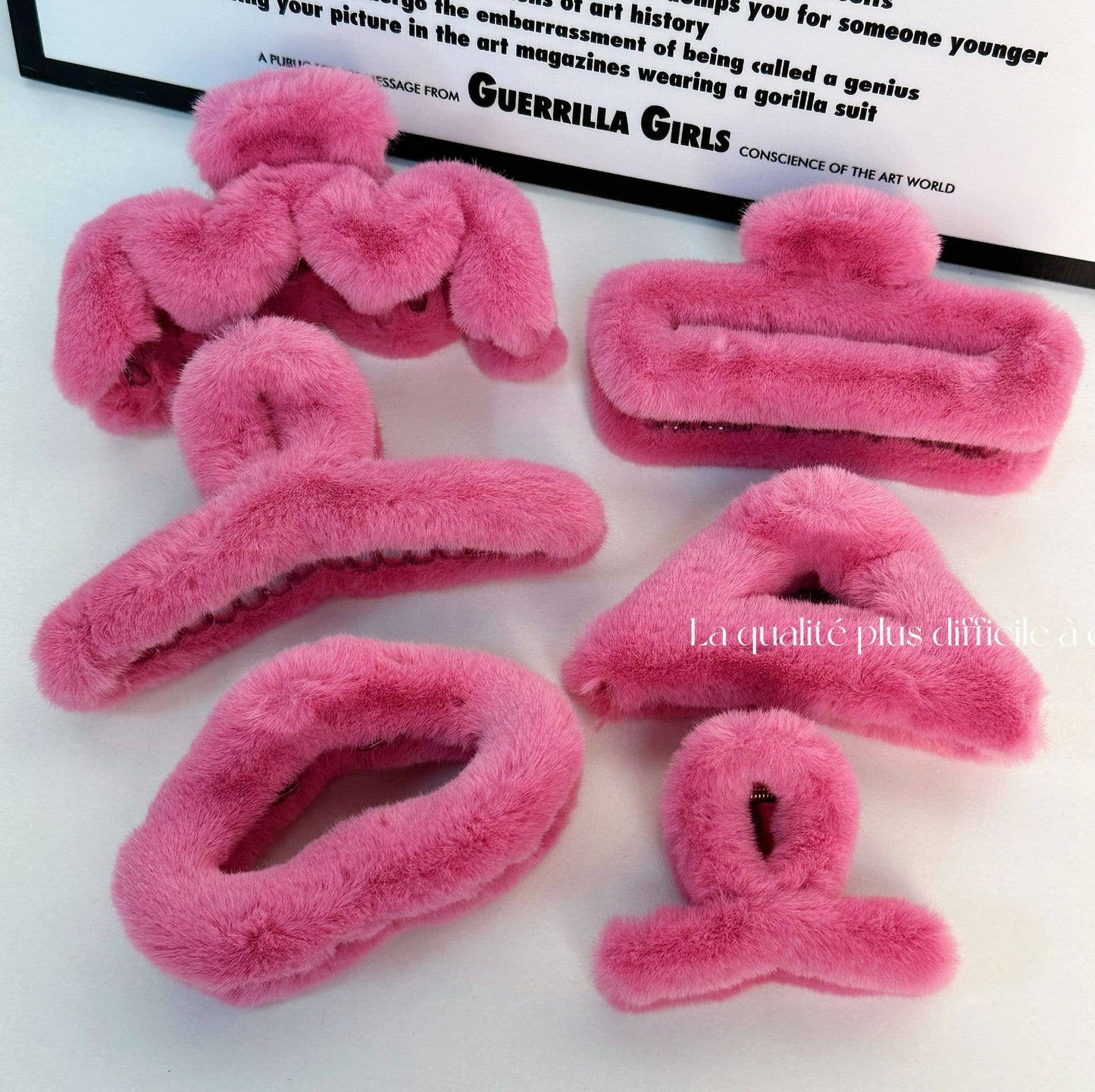 Plush clip with advanced white hair grip