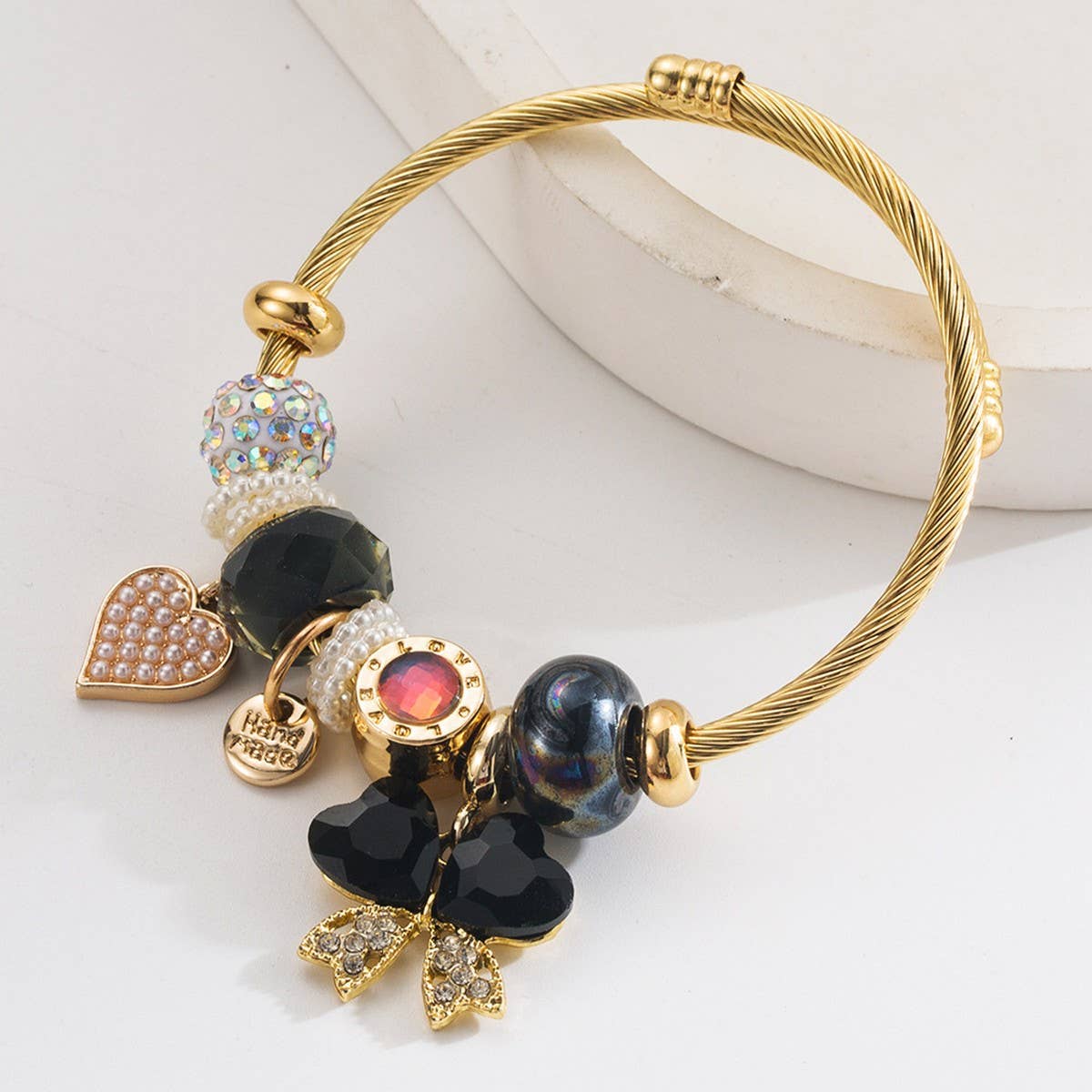 Trendy Adjustable Butterfly & Heart Steel Bracelet