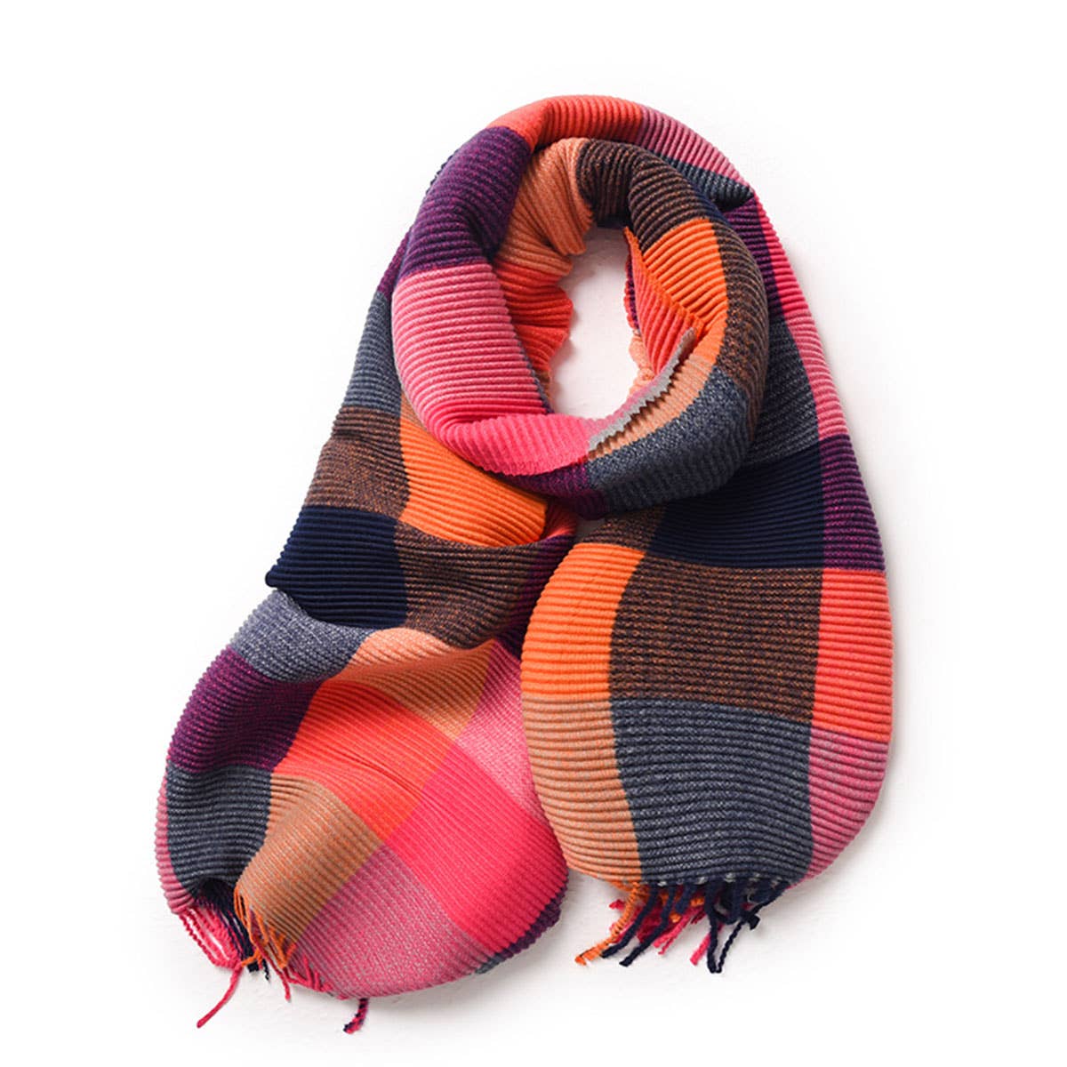 Crinkle Plaid Winter Scarf ? Unisex Soft Wrap