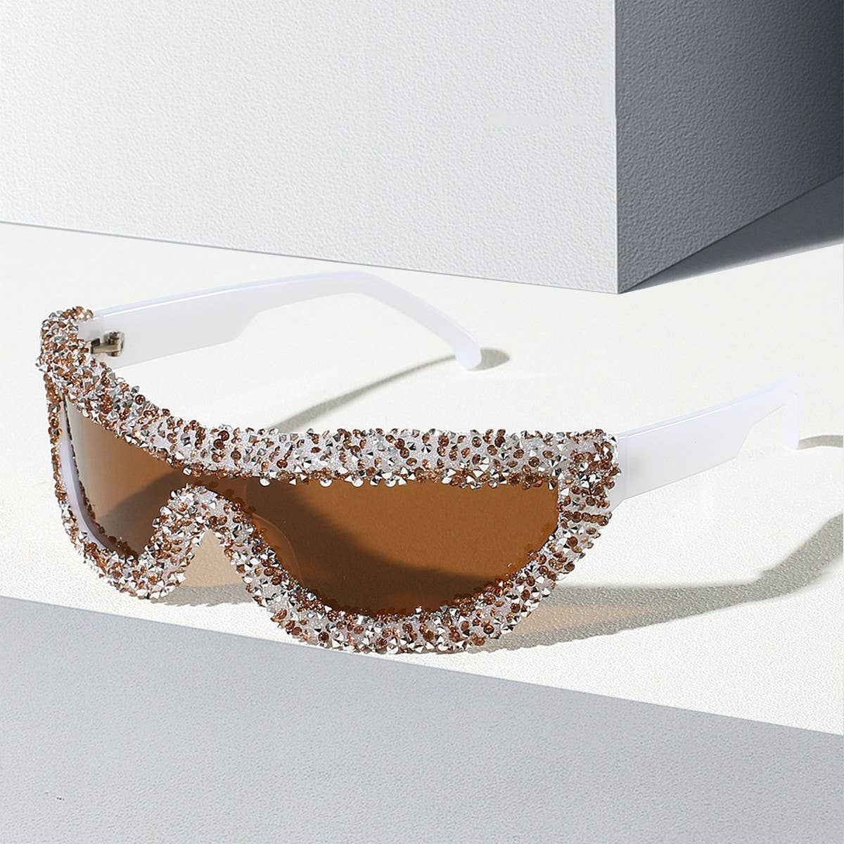 RHINESTONE ONE-PIECE CYCLING SUNGLASSES